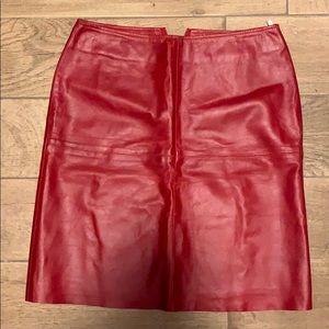Real leather red skirt